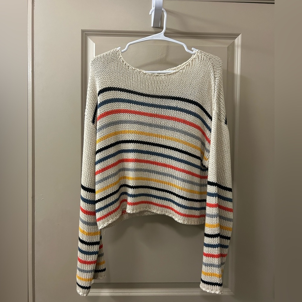 Lovestitch Cream Striped Women's Sweater